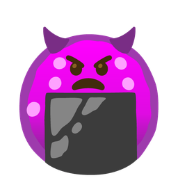 angry face with horns and rice cracker