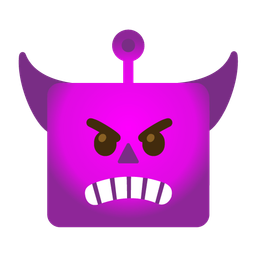 angry face with horns and robot