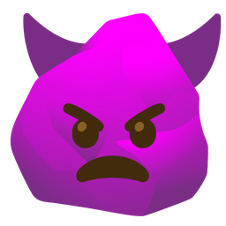 angry face with horns and rock