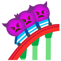 angry face with horns and roller coaster
