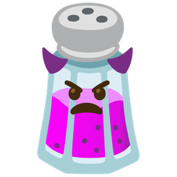 angry face with horns and salt