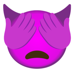 angry face with horns and see-no-evil monkey