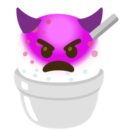 angry face with horns and shaved ice