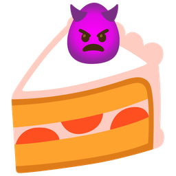 angry face with horns and shortcake