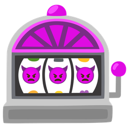angry face with horns and slot machine