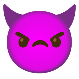 Angry face with horns and Smiling face with smiling eyes