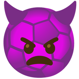 angry face with horns and soccer ball