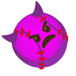 angry face with horns and softball