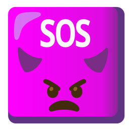 angry face with horns and SOS button