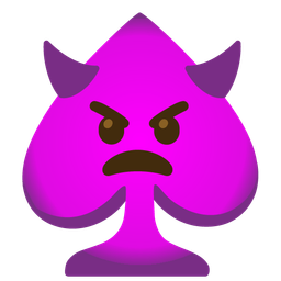 angry face with horns and spade suit