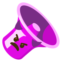 angry face with horns and speaker low volume