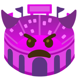 angry face with horns and stadium