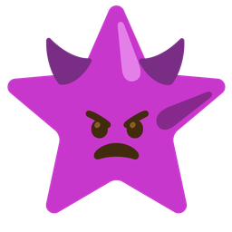 angry face with horns and star