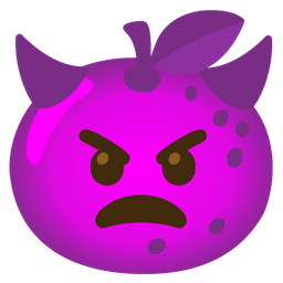 angry face with horns and tangerine