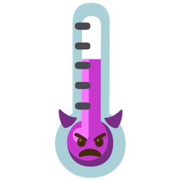 angry face with horns and thermometer