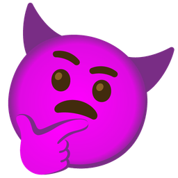 angry face with horns and thinking face