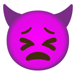 angry face with horns and tired face