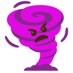 angry face with horns and tornado