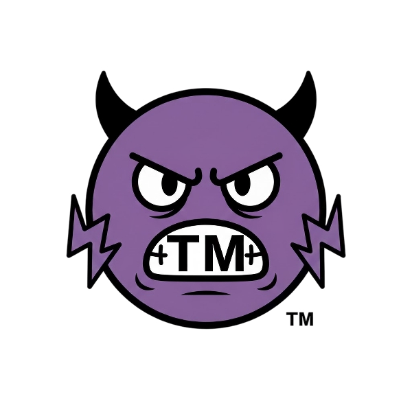 Angry face with horns and Trade mark