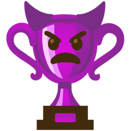 angry face with horns and trophy