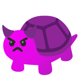 angry face with horns and turtle