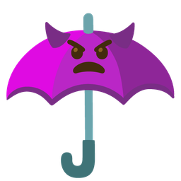 angry face with horns and umbrella