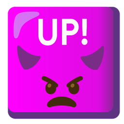 angry face with horns and UP! button