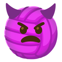 angry face with horns and volleyball