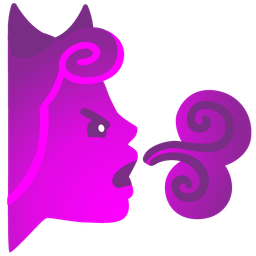 angry face with horns and wind face