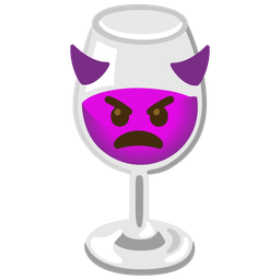 angry face with horns and wine glass