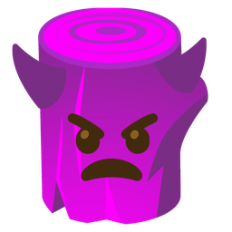 angry face with horns and wood