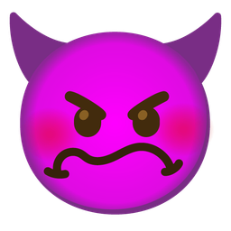 angry face with horns and woozy face