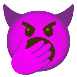 angry face with horns and yawning face