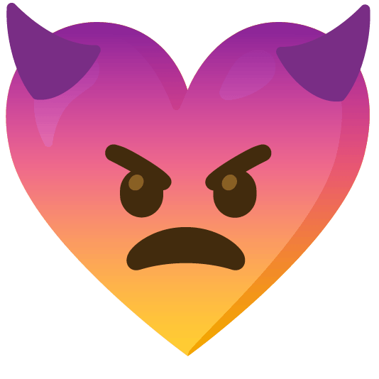 Angry face with horns and Yellow heart