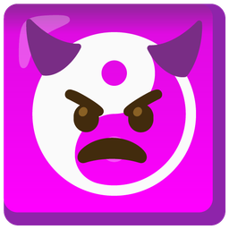 angry face with horns and yin yang