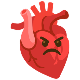 angry face and anatomical heart