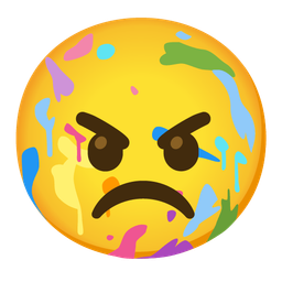 angry face and artist palette