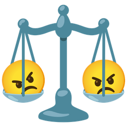 angry face and balance scale