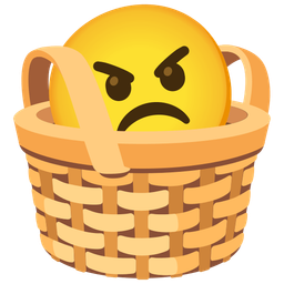angry face and basket