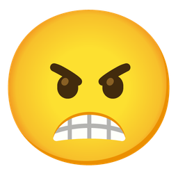 Angry face and Beaming face with smiling eyes