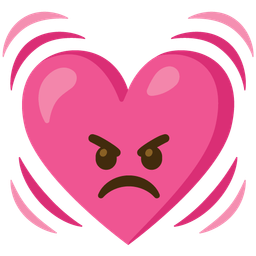 angry face and beating heart