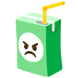 angry face and beverage box