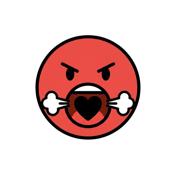 Angry face and Black heart