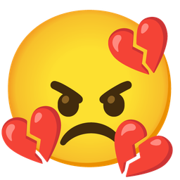 angry face and broken heart