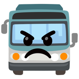 angry face and bus