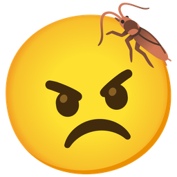 angry face and cockroach