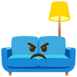 angry face and couch and lamp