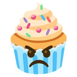 angry face and cupcake