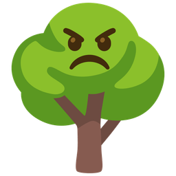 angry face and deciduous tree