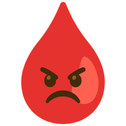 angry face and drop of blood